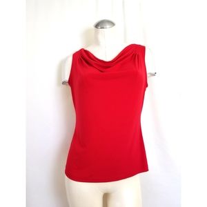 Calvin Klein Size M Drape Neck Red Sleeveless Top